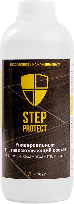 Противоскользящий состав Step Protect 1л для напольных покрытий любого типа.
