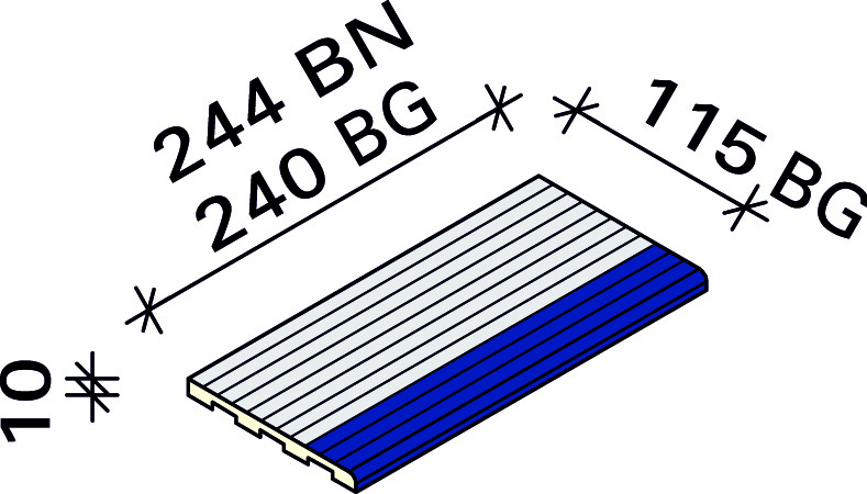Рельефная белая плитка с синей маркировкой. Ступень безопасности с маркером Interbau 244x119, арт. 3136 906 788 RH C